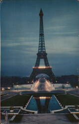 Eiffel Tower at Night, Paris France Postcard Postcard Postcard