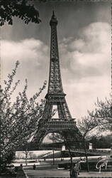 Eiffel Tower and Bridge, Paris France Postcard Postcard Postcard