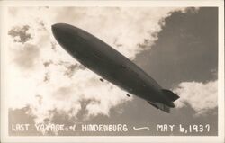 Last Voyage of Hindenburg, May 6, 1937 Postcard