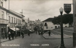 Rua da Republica, Terceira, Azores Postcard