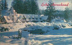 Lake Arrowhead Village CA Winter Snow Postcard