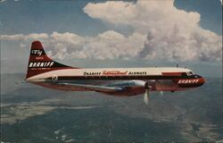 Braniff Convair Metropolitan Airliner in Flight Postcard