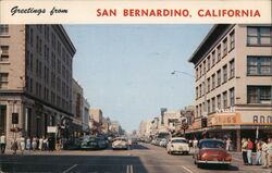 E Street Looking North, San Bernardino CA California Postcard Postcard Postcard