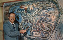 Walt Disney Disneyland Map 1950s Anaheim, CA Postcard Postcard Postcard