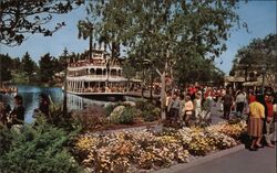 Disneyland Mark Twain Riverboat & Crowds Anaheim, CA Postcard Postcard Postcard