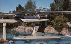 Disneyland Monorail and Submarine Postcard