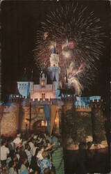 Disneyland Fireworks over Sleeping Beauty Castle Postcard