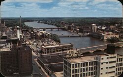 Rock River & Bridges, Rockford Illinois Postcard