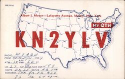 1957 QSL Card KN2LV to W1AQU Postcard