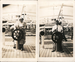 Lot of 2: Woman & Husband on Italian ocean liner Saturnia Italy Boats, Ships Original Photograph Original Photograph Original Photograph