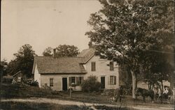 Antique Ranch House with Family Postcard