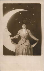 Woman posing on Paper Moon Postcard