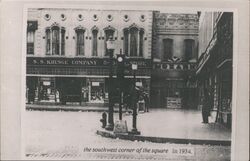 Southwest corner of the square in 1934 S. S. Kresge Company (Reproduction) Postcard