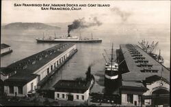 San Francisco Bay, Marine docks and Goat Island California Postcard Postcard Postcard