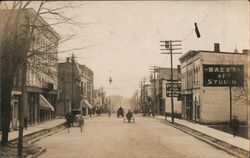 Main St. Looking East from Lane St. Horse Wagons Hudson, MI Postcard Postcard Postcard