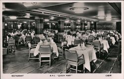 Restaurant R.M.S. "Queen Mary" Cabin Postcard