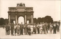 Group of People at Paris Arc de Triomphe France Postcard Postcard Postcard