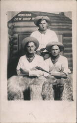 Studio Photo Men w/Wooly Chaps, Montana Dew Drop Inn Studio Photos Postcard Postcard Postcard