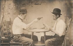 Studio Photo: Poker Game Gunfight "Life in Oklahoma" Postcard