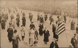 Women Parading With US Flags - Suffrage? Postcard