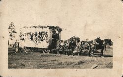 People in Horse-drawn wagon - Covered in Flowers Postcard