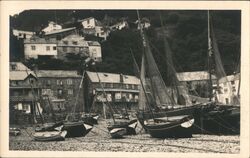 Clovelly Sailboats Ashore Postcard