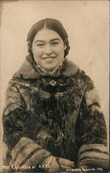 Eskimo Inuit Miss Columbia at Alaska Yukon Pacific Exposition Postcard