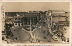 Main Street Looking East Spartanburg, SC Postcard Postcard Postcard