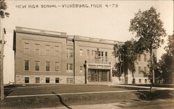 New High School - Vicksburg, Mich. Michigan Postcard Postcard Postcard