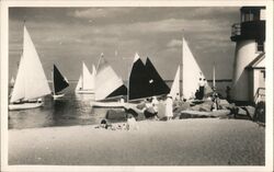 Sailboat Races, Lighthouse Postcard