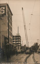 Motor Driven Aerial Ladder on Firetruck Postcard