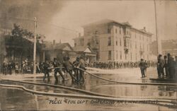 Police and Fire Department Dispersing an I.W.W. Meeting Postcard