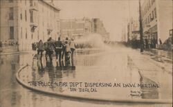 Police and Fire Department Dispersing an IWW Meeting Postcard