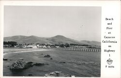 Beach and Pier at Cayucos California on Highway 1 Postcard Postcard Postcard