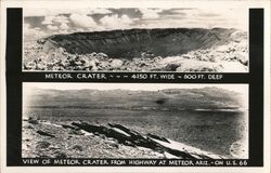 Meteor Crater - 4150 Ft. Wide - 600 Ft. Deep Winslow, AZ Postcard Postcard Postcard