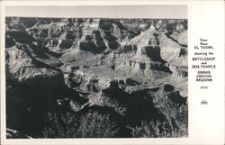 View Near El Tovar, showing the Battleship and Iris Temple Grand Canyon National Park, AZ Postcard Postcard Postcard