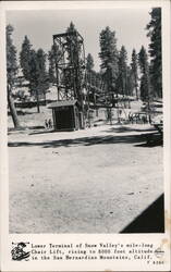 Lower Terminal of Snow Valley's Mile-Long Chair Lift Postcard