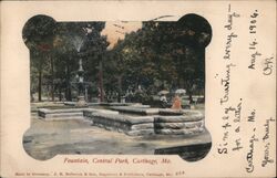 Fountain, Central Park, Carthage Missouri Postcard Postcard Postcard