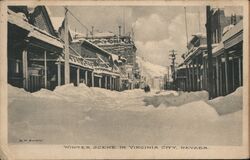 Winter Scene in Virginia City Postcard