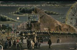 Tunnel of Love by Night, Coney Island Postcard