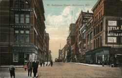 W. Baltimore Street, Baltimore Maryland Postcard Postcard Postcard