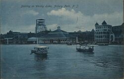 Boating on Wesley Lake, Asbury Park Postcard