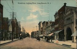 Broadway Looking West, Long Branch Postcard