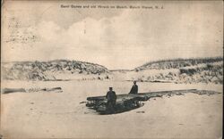 Sand Dunes and Old Wreck on Beach, Beach Haven New Jersey Postcard Postcard Postcard