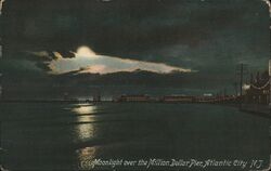 Moonlight over the Million Dollar Pier, Atlantic City New Jersey Postcard Postcard Postcard