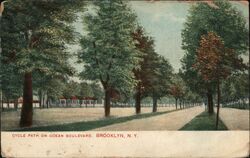 Cycle Path on Ocean Boulevard, Brooklyn New York Postcard Postcard Postcard