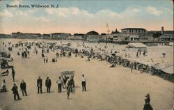 Beach Scene, Wildwood, NJ New Jersey Postcard Postcard Postcard