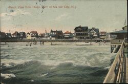 Beach View from Ocean Pier, Sea Isle City Postcard