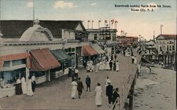 Boardwalk looking North from 9th Street, Ocean City Postcard