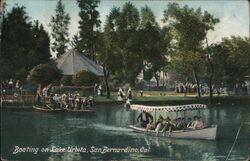 Boating on Lake Urbita, San Bernardino California Postcard Postcard Postcard